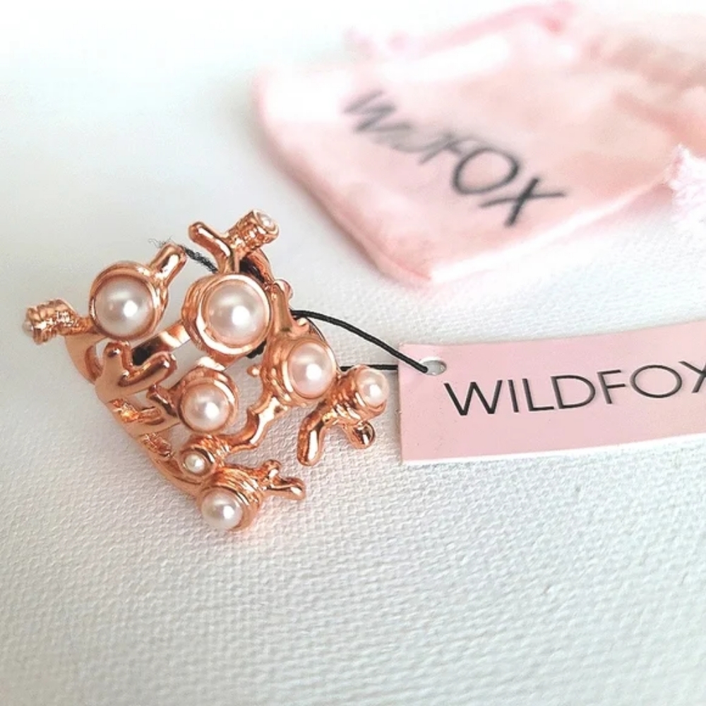 WILDFOX - 18K Rose Gold Plated on Coral Reef Motif with Faux Pearls